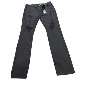 NWT!! "ABSECAI" SZ 38 Distressed Straight Leg/Skinny Jean Skateboarder Stretch